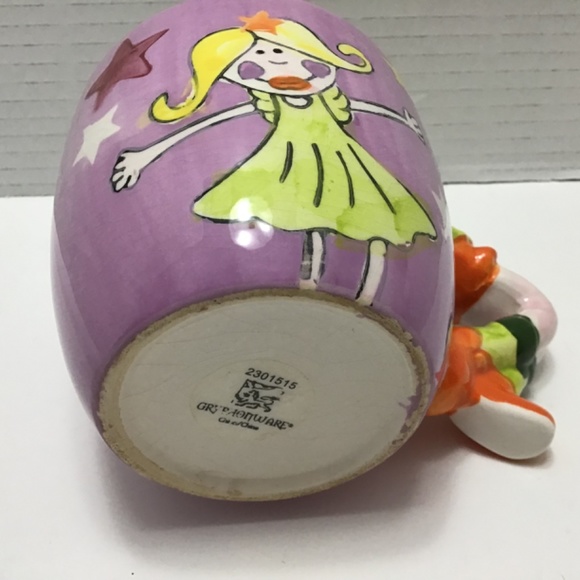 VTG Gryphonware Ceramic Mug with fairy and Whimsical Girl Handle - Picture 7 of 8
